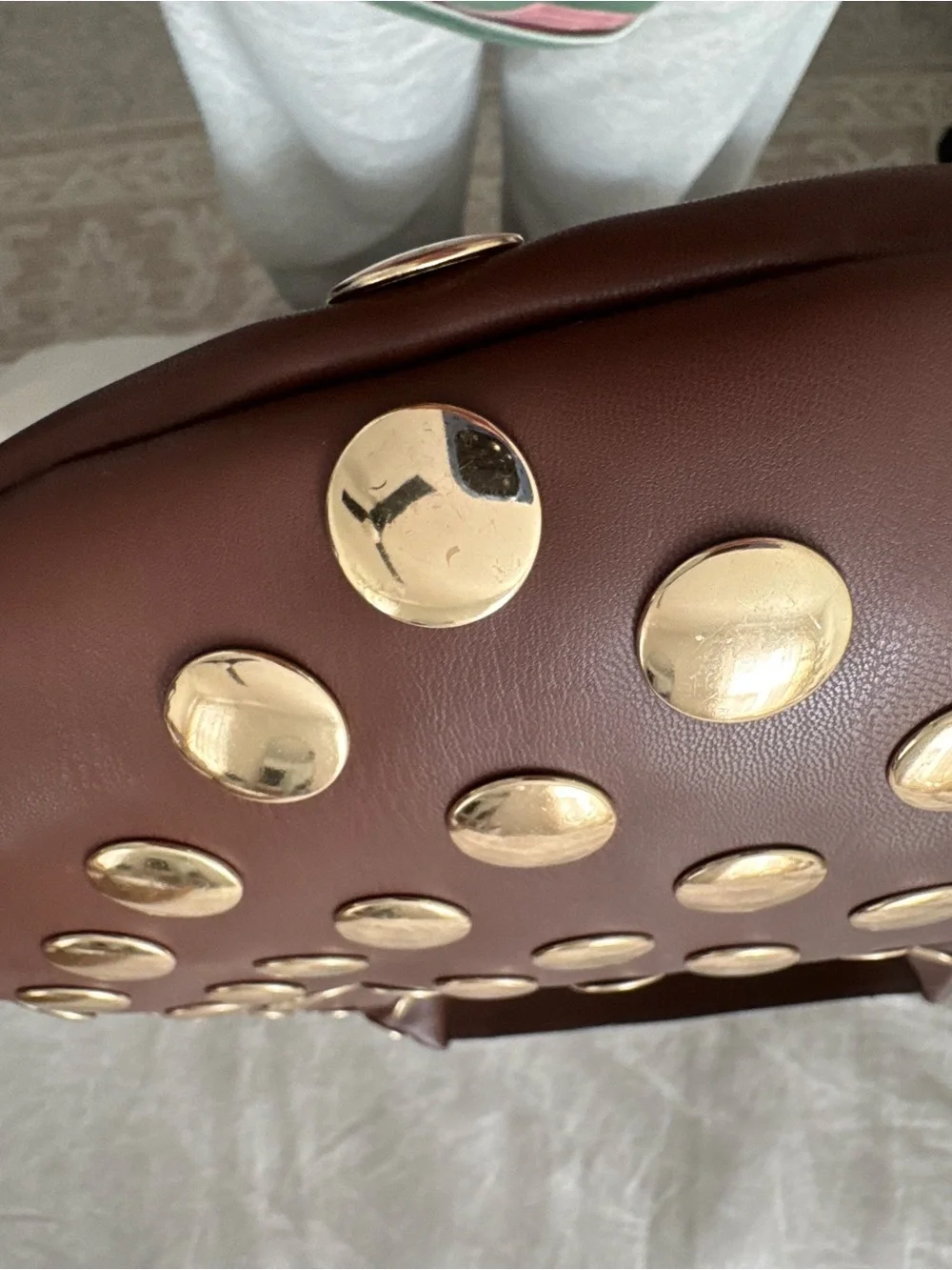 ASOS Brown Hobo Shoulder Bag with Gold Studs - Picture 10 of 12